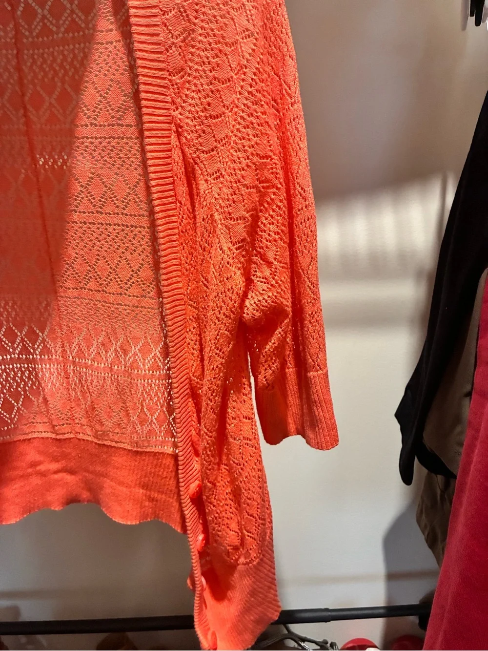 SO Coral Openwork Knit Cardigan Sweater size:XL - Picture 3 of 4